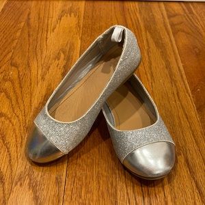 Gap Silver Glitter and Metallic Silver Ballet Flats
